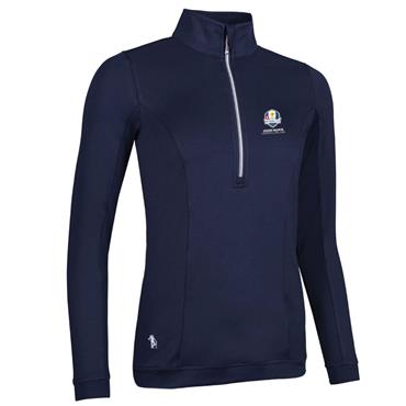 Glenmuir Ladies Carina Official Ryder Cup 2027 Zip Neck Panel Performance Midlayer Navy