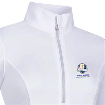 Glenmuir Ladies Carina Official Ryder Cup 2027 Zip Neck Panel Performance Midlayer White