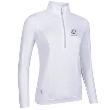 Glenmuir Ladies Carina Official Ryder Cup 2027 Zip Neck Panel Performance Midlayer White