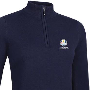 Glenmuir Ladies Ava Official Ryder Cup 2027 ¼ Zip Cotton Lightweight Sweater Navy