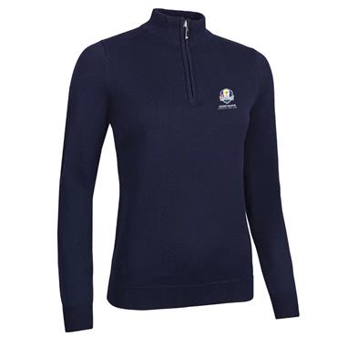 Glenmuir Ladies Ava Official Ryder Cup 2027 ¼ Zip Cotton Lightweight Sweater Navy