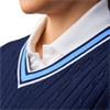 Glenmuir Ladies Connie V Neck Raglan Cable Front Cotton Sweater Navy - Light Blue - White