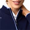 Glenmuir Ladies Lily Quarter Zip Floral Embroidery Cotton Sweater Navy - Light Blue