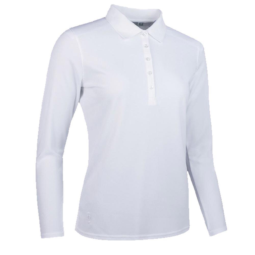 Glenmuir Ladies Misha Long Sleeve Performance Pique Golf Polo Shirt White
