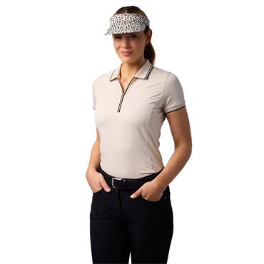Glenmuir Ladies Stella Mesh Panel Performance Polo Shirt Linen - Black
