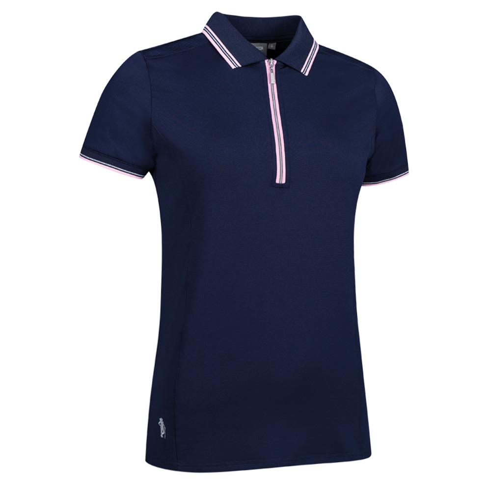 Glenmuir Ladies Stella Mesh Panel Performance Polo Shirt Navy Candy