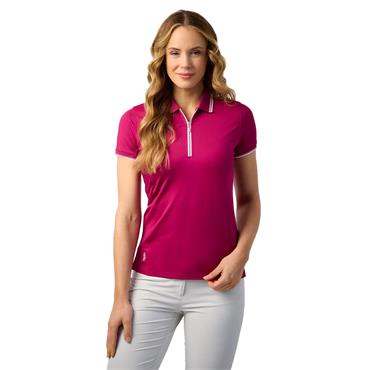 Glenmuir Ladies Stella Mesh Panel Performance Polo Shirt Raspberry - White