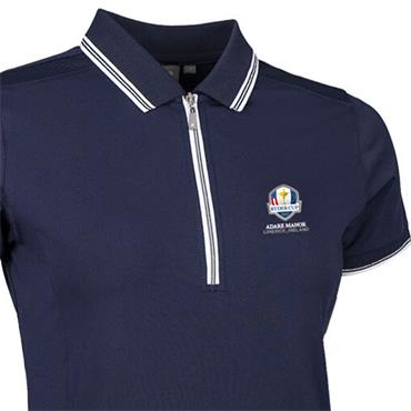 Glenmuir Ladies Stella Official Ryder Cup 2027 Mesh Panel Performance Polo Shirt Navy - White