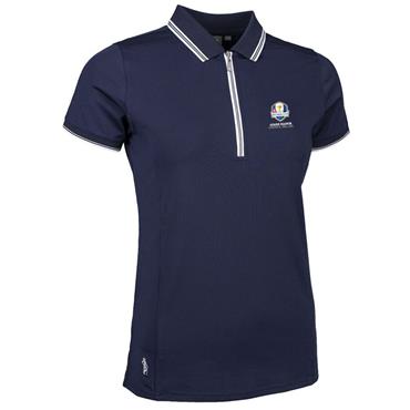 Glenmuir Ladies Stella Official Ryder Cup 2027 Mesh Panel Performance Polo Shirt Navy - White