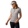 Glenmuir Ladies Amelia Zip Neck Print Polo Shirt Linen - Black Cheetah - Gold