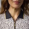 Glenmuir Ladies Amelia Zip Neck Print Polo Shirt Linen - Black Cheetah - Gold
