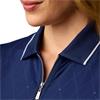 Glenmuir Ladies Amelia Zip Neck Print Performance Polo Shirt Navy Diamond Print - Silver