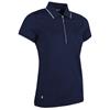 Glenmuir Ladies Amelia Zip Neck Print Performance Polo Shirt Navy Diamond Print - Silver