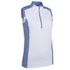 Glenmuir Ladies Alice Printed Panel Zip Sleeveless Performance Shirt White - Light Blue Flowers