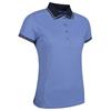 Glenmuir Ladies Zara Lurex Tipping Performance Pique Polo Shirt Light Blue - Navy
