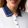 Glenmuir Ladies Zara Lurex Tipping Performance Pique Polo Shirt White - Navy