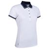 Glenmuir Ladies Zara Lurex Tipping Performance Pique Polo Shirt White - Navy