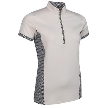 Glenmuir Ladies Maisie Stand Up Collar Printed Panel Zip Performance Shirt Linen Mosaic