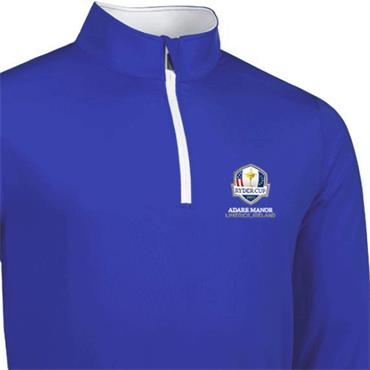 Glenmuir Gents Wick Official Ryder Cup 2027 Zip Neck Midlayer Ascot Blue - White