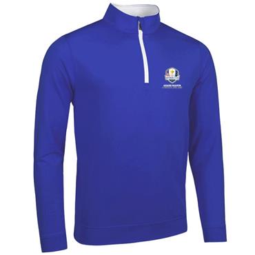 Glenmuir Gents Wick Official Ryder Cup 2027 Zip Neck Midlayer Ascot Blue - White
