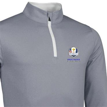Glenmuir Gents Wick Official Ryder Cup 2027 Zip Neck Midlayer Light Grey Marl - White