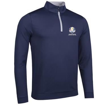 Glenmuir Gents Wick Zip Neck Ryder Cup 27 Midlayer Navy - Light Grey
