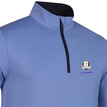 Glenmuir Gents Wick Zip Neck Ryder Cup 27 Midlayer Light Blue