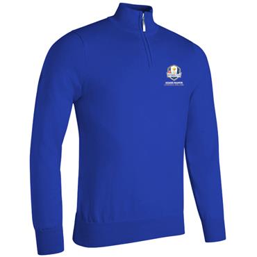 Glenmuir Gents Devon Ryder Cup 27 1/4 Zip Sweater Ascot Blue