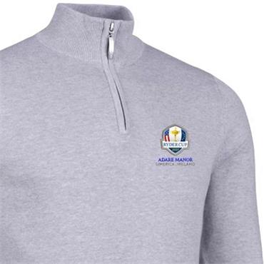 Glenmuir Gents Devon Ryder Cup 27 1/4 Zip Sweater Light Grey