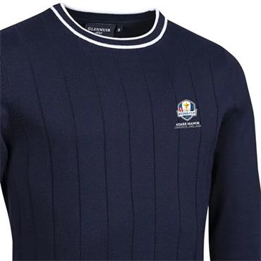Glenmuir Gents Ratho Official Ryder Cup 2027 Crew Cotton Lightweight Sweater Navy - White
