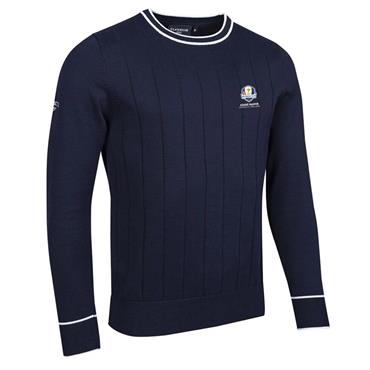 Glenmuir Gents Ratho Official Ryder Cup 2027 Crew Cotton Lightweight Sweater Navy - White