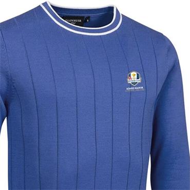 Glenmuir Gents Ratho Official Ryder Cup 2027 Crew Cotton Lightweight Sweater Tahiti - White