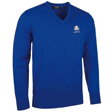 Glenmuir Gents Wilkie Official Ryder Cup 2027 V Neck Merino Wool Sweater Ascot Blue