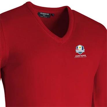 Glenmuir Gents Wilkie Official Ryder Cup 2027 V Neck Merino Wool Sweater Garnet