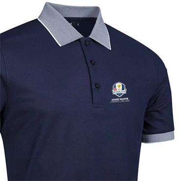 Glenmuir Gents Hatton Official Ryder Cup 2027 Micro Stripe Pique Polo Shirt Navy - White