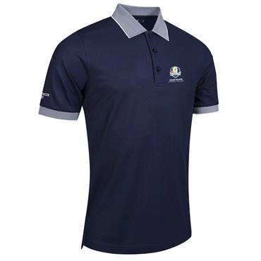 Glenmuir Gents Hatton Official Ryder Cup 2027 Micro Stripe Pique Polo Shirt Navy - White