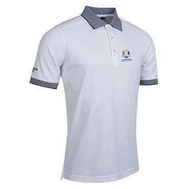 Glenmuir Gents Hatton Official Ryder Cup 2027 Micro Stripe Pique Polo Shirt White - Navy