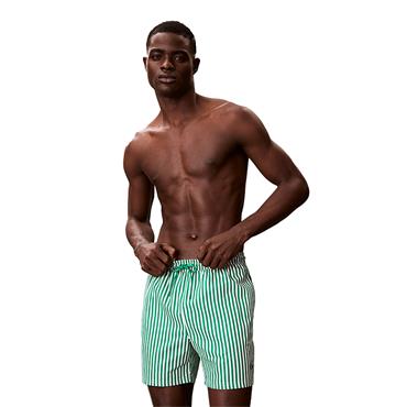 Calvin Klein Golf Gents CK Monogram Medium Drawstring Swim Shorts Penny Stripe - Mardi Gras Green