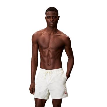 Calvin Klein Golf Gents CK Monogram Medium Drawstring Swim Shorts Penny Stripe - White Jade