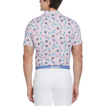 Original Penguin Gents Golf Pete's Travel Tags Print Polo Shirt Pink (689)