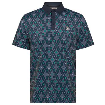Original Penguin Gents All Over Lattice Cocktail Polo Shirt Black Iris (417)