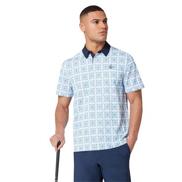 Original Penguin Gents All Over Cocktail Windowpane Printed Polo Shirt Bright White (118)