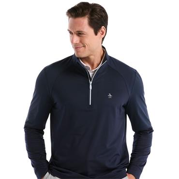 Original Penguin Gents Mixed Media 1/4 Zip Pullover Black Iris 417