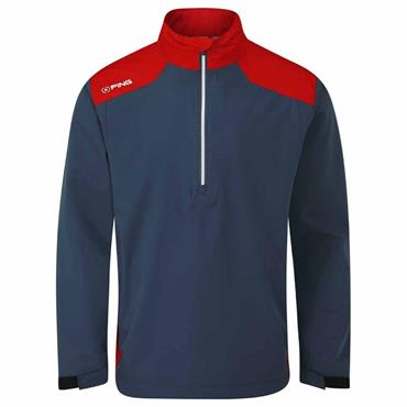 Ping Gents Aquadrive ½ Zip Waterproof Jacket Oxford Blue - Classic Red