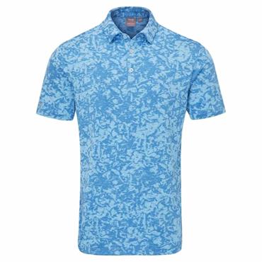 Ping Gents Marek Camo Jacquard Polo Shirt Baltic Sea Multi