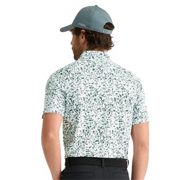 Ping Gents Gilmore Printed Polo Shirt White - Gorse Green Multi