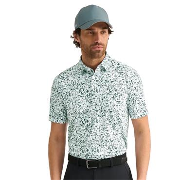 Ping Gents Gilmore Printed Polo Shirt White - Gorse Green Multi