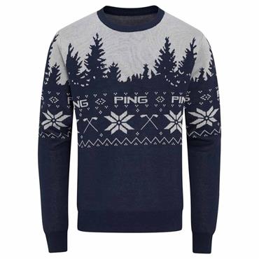 Ping Gents Christmas Jumper Oxford Blue - Pearl Grey