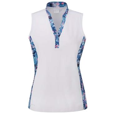 Ping Ladies Bardot Sleeveless Polo Shirt White - Laguna Multi