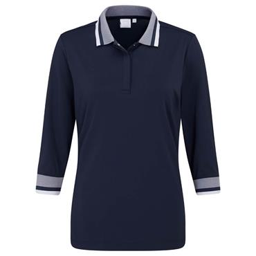 Ping Ladies Lindsey 3/4 Sleeve Polo Shirt Navy - White